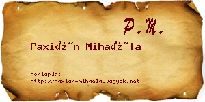 Paxián Mihaéla névjegykártya